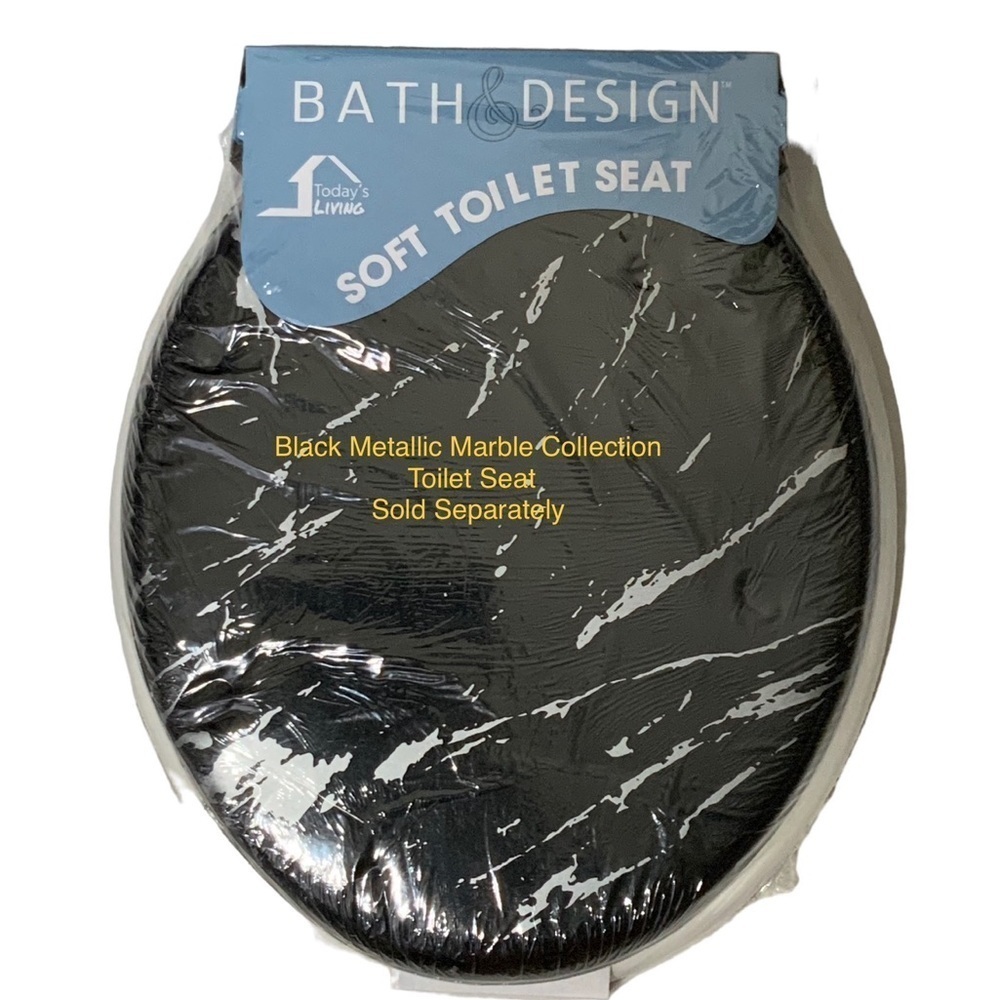 Today’s Living Black Marble Metallic Bath Accessory Set Ceramic 4 Piece Set - Picture 9 of 12